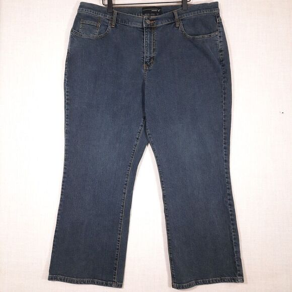 Venezia Jeans Women's Plus Size 22 Petite Bootcut Dark Wash Blue Mid-Rise - Picture 1 of 11